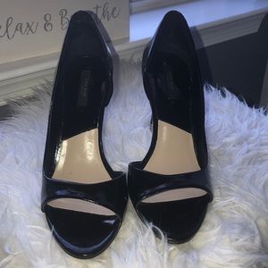 Zara Open Toed Black patent Heels